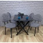 Bambeds Mobilya Masa Takımı Yemek Masası 70X110 4 Sandalye - Siyah - Beyaz