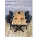 BAMBEDS MOBİLYA Masa Takımı, Yemek Masası, Mutfak Masası, Balkon Masası - 4 Sandalye Gri 70x110 Çam