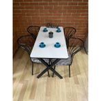 Bambeds Mobilya Masa Takımı, Yemek Masası, Mutfak Masası, Balkon Masası - 60X120 - Beyaz - 120x60