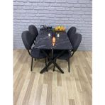 Bambeds Mobilya Masa Takımı, Yemek Masası, Mutfak Masası, Balkon Masası - 60X120siyah 4 Sandalye