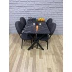Bambeds Mobilya Masa Takımı, Yemek Masası, Mutfak Masası, Balkon Masası - 60X120siyah 4 Sandalye