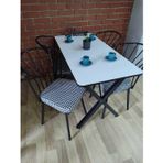Bambeds Mobilya Masa Takımı, Yemek Masası, Mutfak Masası, Balkon Masası - 70X110 Beyaz 4 Güneş Sandalye