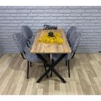 Bambeds Mobilya Masa Takımı, Yemek Masası, Mutfak Masası, Balkon Masası - 70X110 Çam 4 Sandalye Kazayağı - Atlantik Çam