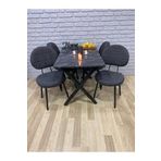 Bambeds Mobilya Masa Takımı, Yemek Masası, Mutfak Masası, Balkon Masası-70X110 Siyah 4 Sandalye Gri