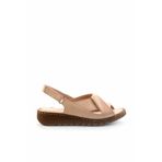 Bambi Bej Leather Kadın Sandalet 03