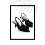 Bambi K01231363204 Siyah Kumaş Kadın Klasik Topuklu Ayakkabı