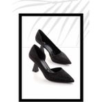 Bambi K01231363638 Mat Siyah Siyah Taşlı Kadın Klasik Topuklu Ayakkabı