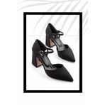 Bambi K012313640 04 Siyah Kumaş Kadın Klasik Topuklu Ayakkabı