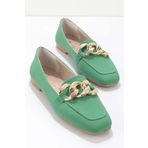 Bambi K01641165938 Saten Mat Yeşil Kadın Loafer Ayakkabı