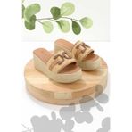 Bambi K04862001828 Bej Taba Hasır Kadın Terlik