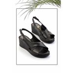 Bambi K05466057003 Siyah Leather Kadın Dolgu Topuklu Ayakkabı