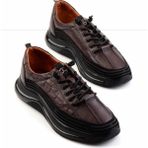 Bambi Kahve Hakiki Deri Erkek Sneaker E01018240203