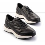 Bambi Siyah Baskılı Hakiki Deri Erkek Sneaker E01757167403