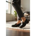 Bambi Siyah Kadın Loafer Ayakkabı Suni Deri Kısa Topuklu Rahat Taban Tipi K01997010609