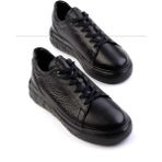 Bambi Siyah Napa Deri Erkek Sneaker E01863641243