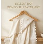 Bambik Bellot 3001 Müslin Pike Bebek Battaniyesi - Ponponlu Çift Taraflı - Krem