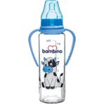 Bambino 225 ml 0+ Ay Mavi Kiraz Uçlu Kulplu Cam Biberon
