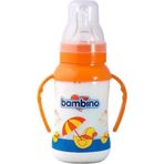 Bambino Altı Köşe Silikon Kiraz Uçlu 150 ml Turuncu Cam Biberon