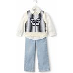 Bambino Kelebek Detaylı Triko Yelek Gömlek Jean Pantolon 3’lü Takım - Lacivert - 2 Yaş