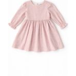 Bambino Peluş Yelek Detaylı Fitilli Kız Elbise - 9 - 12 Ay - Ekru - Pembe