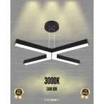 Bambino (Siyah Kasa, Sarı Işık) Ledli Modern Sarkıt Linear LED Avize Salon Mutfak Oturma Odası Yatak Odası Antre Hol LED