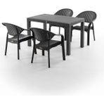 Bamboo 4 Kişilik Rattan Masa Sandalye Takımı Siyah