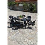 Bamboo 6 Kişilik Rattan Masa Sandalye Takımı Siyah