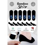 Bamboo Star Bambu Erkek Babet Siyah Çorap Dikişsiz Görünmez Kaydırman Topuk Silikonlu Premium 6'lı Siyah Çorap - 01-Siyah - 40 - 45