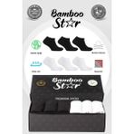 Bamboo Star Bambu Erkek Patik Düz Çorap Dikişsiz Premium Kutulu 6'Lı (3 Siyah - 3 Beyaz) - Siyah-Beyaz - 40 - 45
