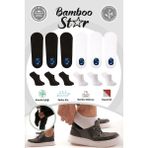 Bamboo Star Bambu Erkek Sneaker Siyah-Beyaz Çorap Dikişsiz Görünmez Bilekte Görünmez Spor Çorap Premium 6'lı Paket - 40 - 45 - Siyah - Beyaz