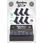 Bamboo Star Bambu Erkek Soket Uzun Düz Füme Dikişsiz 6'lı Premium Kutulu Çorap - 40 - 45