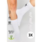 bamboo star Bambu Kadın Beyaz Tenis Kolej Yıldız Desenli Premium Dikişsiz Soket Beyaz Çorap 3 Lü Premium Paket