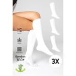 Bamboo Star Bambu Kadın Dizaltı Beyaz Uzun Dikişsiz Çorap 3'lü / Pantolon Çorabı / Teni Göstermeyen Çorap - 36 - 40