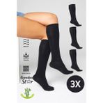 Bamboo Star Bambu Kadın Dizaltı Siyah Uzun Dikişsiz Çorap 3'lü / Pantolon Çorabı / Teni Göstermeyen Çorap - 36 - 40