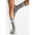 Bamboo Star Bambu Kadın Gri Kaydırmaz Taban Silikon Baskı Yoga Fitness Pilates Bale Dans Tenis Çorabı 3'lü - 90-Gri - 36 - 40