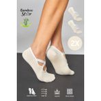 Bamboo Star Bambu Kadın Krem Kaydırmaz Taban Silikon Baskı Pilates Yoga Fitness Dans Aktivite Babet Çorabı 2’li - 36 - 40