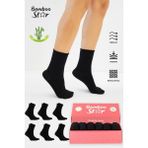 Bamboo Star Bambu Kadın Lastiksiz Siyah Soket Dikişsiz Premium Çorap 6 Lı Paket Sıkmayan Çorap -Iz Bırakmaz - 01-Siyah - 36 - 40