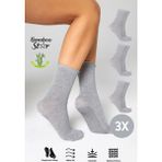 Bamboo Star Bambu Kaydırmaz Taban Silikon Baskı Umre Tavaf Umre Hamile Yoga Gri Lastiksiz Çorap 3'lü - 36 - 40
