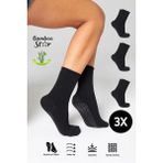 Bamboo Star Bambu Kaydırmaz Taban Silikon Baskı Umre Tavaf Umre Hamile Yoga Siyah Lastiksiz Çorap 3'lü - 36 - 40