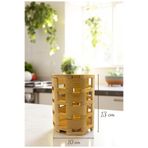 Bambu 13 Cm Tezgah Üstü Dekoratif Silindir Dik Kaşıklık Mutfak Düzenleyici (VİVATTİ) Kahverengi 10.6 x 14