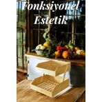 Bambu 2 Katlı Meyvelik - Bambu Katlı Sunumluk