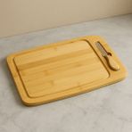 Bambu 2 Parça Kahvaltı Peynir Servis Sunum Tahtası - 36 x 24 cm - Kahverengi