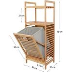 Bambu 2 Raflı Kirli Çamaşır Sepeti Çok Amaçlı Banyo Düzenleyici Organizer Raf
