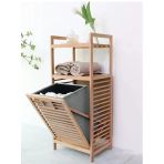 Bambu 2 Raflı Kirli Sepeti Çok Amaçlı Banyo Düzenleyici Organizer Raf