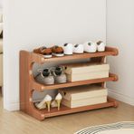 Bambu 5 Katlı Ayakkabı Rafı Yatak Odası Köşe Bağlantısız Depolama Cubby Büyük Kapasiteli ve Çok İşlevli Teşhir Dolabı Kahverengi (3 Katlı 60 cm)