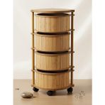 Bambu Ahşap 4 Katlı Sebzelik Doğal Mutfak Düzenleyici Patates Soğanlık Organizer (Meşe Renk Bambu)