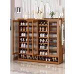 Bambu Ayakkabı Dolabı 8 Katlı Ayakkabı Rafı 4 Kapılı Ahşap Giriş Koridoru Oturma Odası Girişi için Şık Ayakkabı Saklama (Boyut: 120 x 32 x 110 cm)