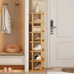 Bambu Ayakkabı Rafı 5/6/7/8 Katmanlı Dikey Depolama SpaceSaving Ayakkabı Kulesi Giriş Yolu için Çıkarılabilir ve Kompakt Tasarım Ev Kullanımı için Büyük Ayakkabı Rafı