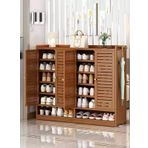 Bambu Ayakkabı Rafı 7 Katmanlı Büyük Kapasiteli Kapılı Ayakkabı Dolabı Çok Fonksiyonlu Kendinden Ayaklı Depolama Rafları Ev nization için (Boyut: 120 x 32 x 95cm)