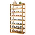 Bambu Ayakkabı Rafı Düzenleyici 8 Katmanlı Sağlam ve Sürdürülebilir Ayakkabı Depolama Rafı Ev için Taşınabilir ve Toz Geçirmez Ayakkabı Rafı Kaymaz Tasarım 70 cm (28 inç)